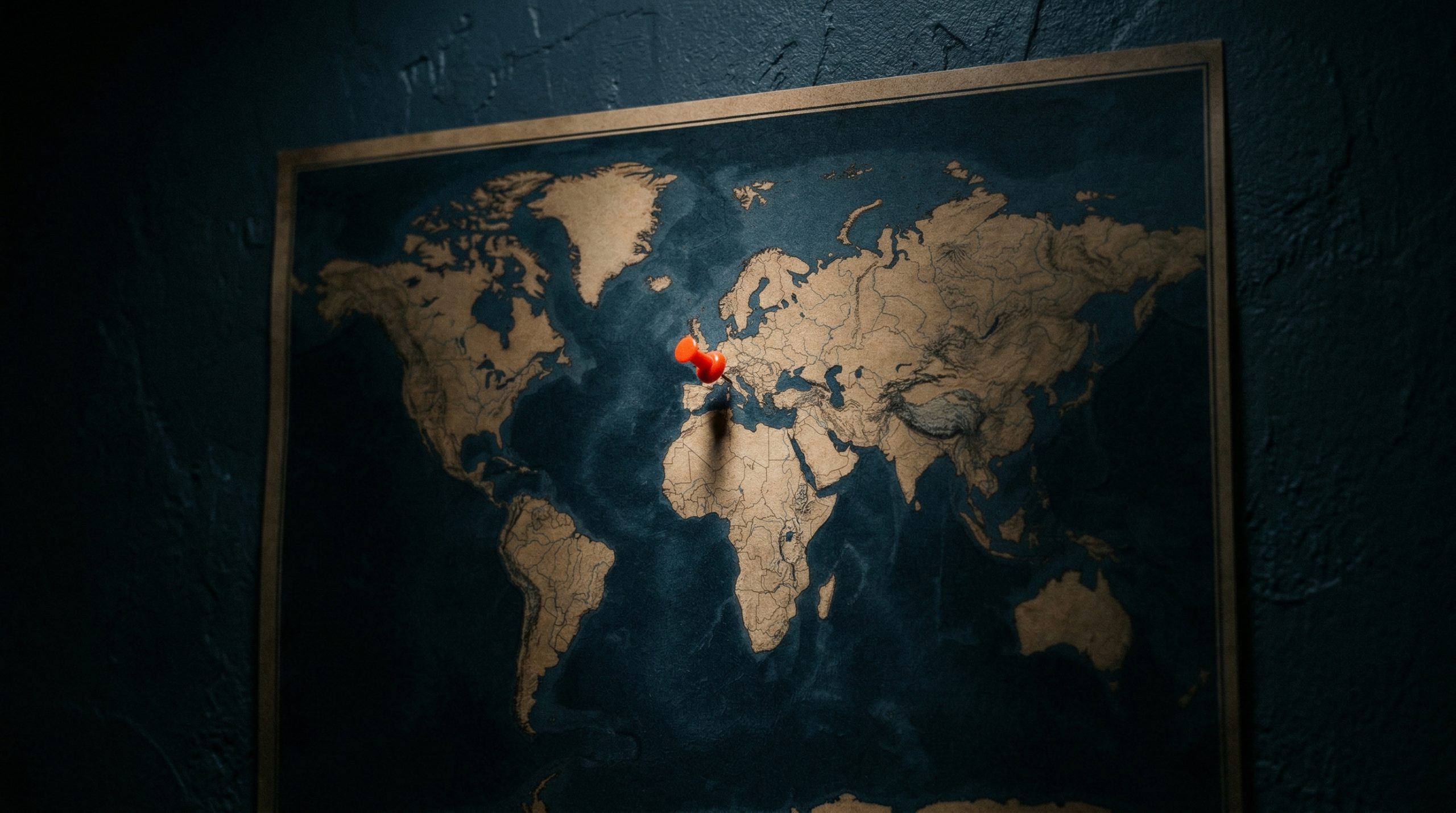 World map with location pins representing global influence advertising reach