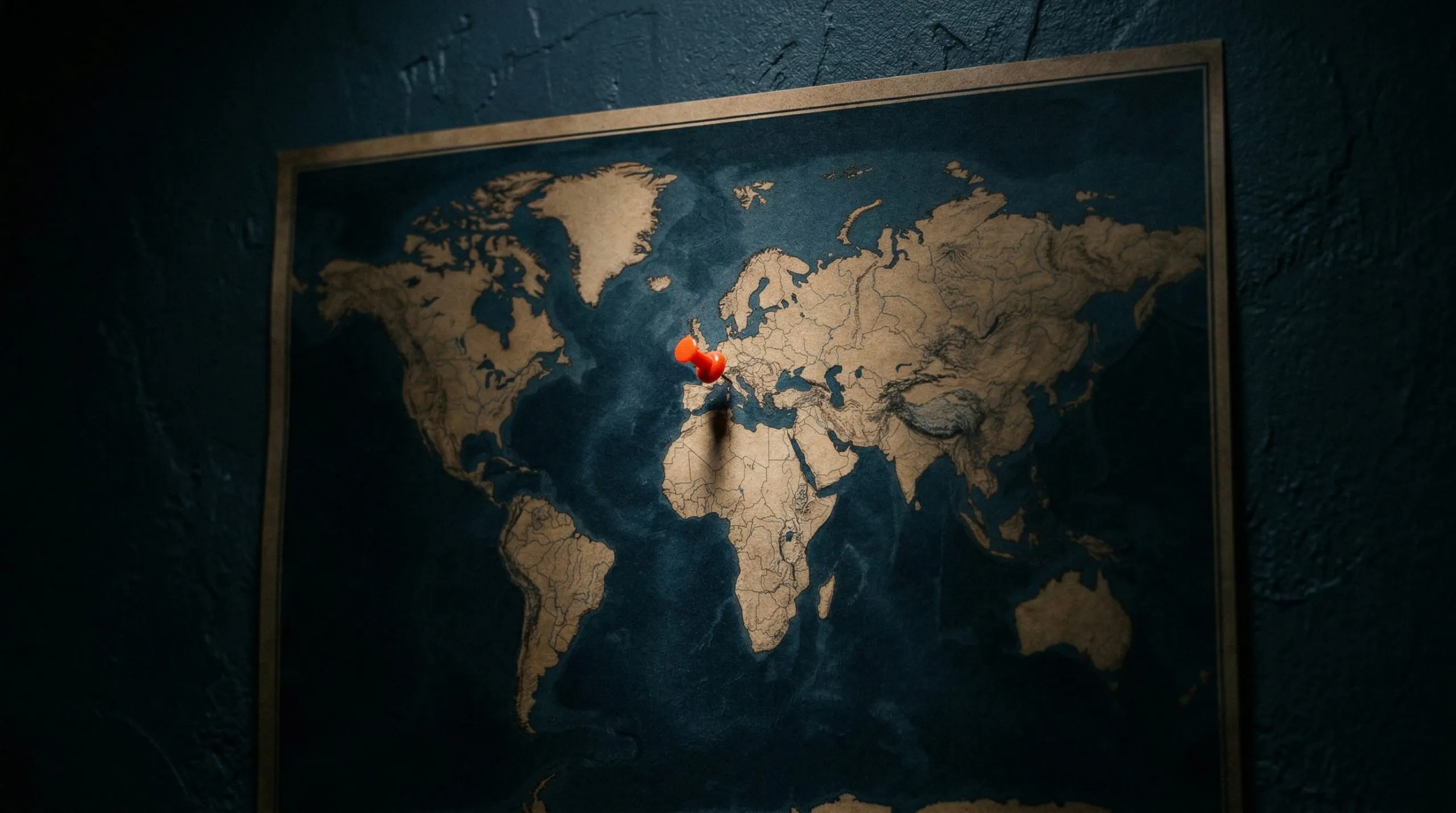 World map with location pins representing global influence advertising reach