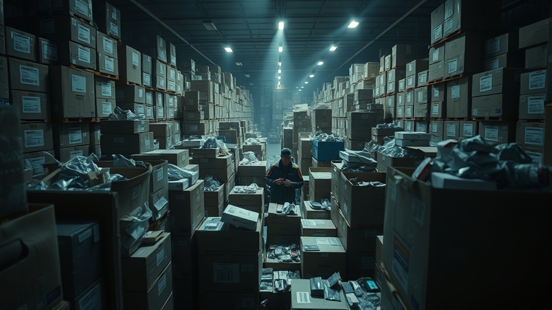 Warehouse of confiscated counterfeit products