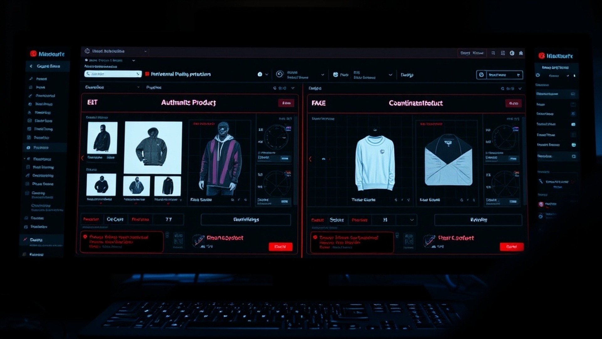 Online counterfeit detection dashboard